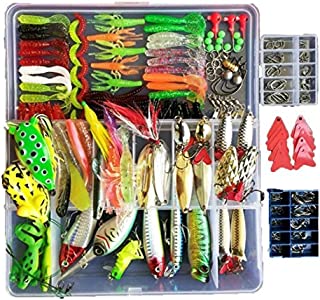 Topconcpt 275pcs Freshwater Fishing Lures Kit Fishing Tackle Box with Tackle Included Frog Lures Fishing Spoons Saltwater Pencil Bait Grasshopper Lures for Bass Trout Bass Salmon