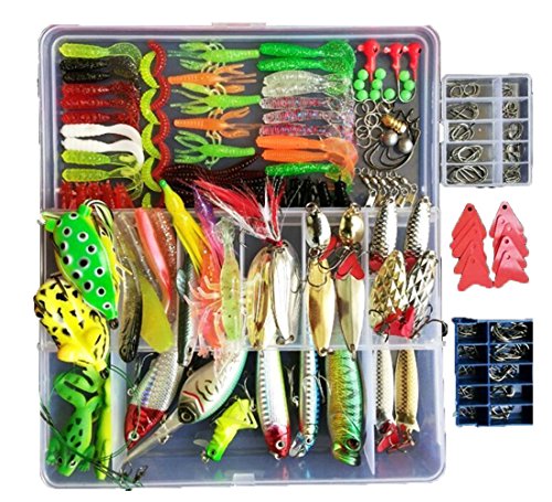 Topconcpt 275pcs Freshwater Fishing Lures Kit Fishing Tackle Box with Tackle Included Frog Lures Fishing Spoons Saltwater Pencil Bait Grasshopper Lures for Bass Trout Bass Salmon