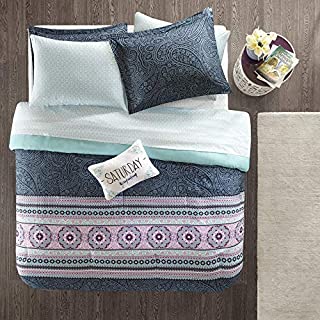 Intelligent Design Gemma Comforter Set Full Size Bed in A Bag - Teal, Medallion Paisley  9 Piece Bed Sets  Ultra Soft Microfiber Teen Bedding for Girls Bedroom, Blue (ID10-1222)