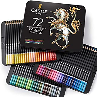 Castle Art Supplies 72 Premium Colored Coloring Pencils Set for Adults Artists Beginners | Ideal for Drawing Sketching Shading | Artist Soft Series Lead Cores with Vibrant Colors