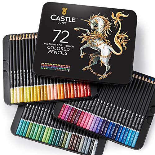 Castle Art Supplies 72 Premium Colored Coloring Pencils Set for Adults Artists Beginners | Ideal for Drawing Sketching Shading | Artist Soft Series Lead Cores with Vibrant Colors