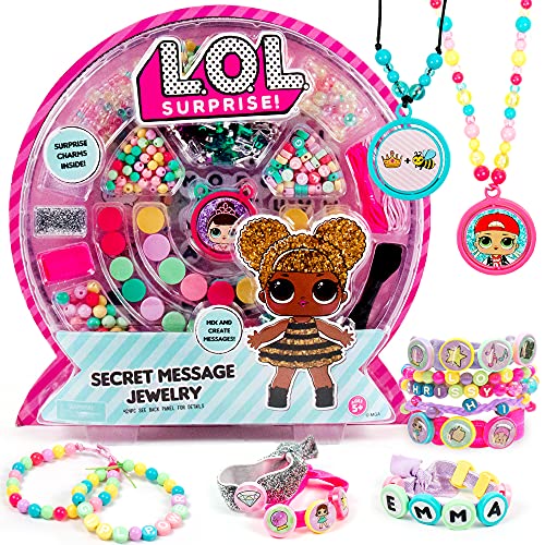 L.O.L. Surprise! Secret Message Jewelry by Horizon Group USA, DIY Jewelry Making Craft Kit, Includes 400+ Beads & Charms, Sticker Sheets, Secret Decoder & More. Multicolored