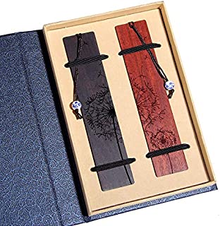 Handmade Wooden Bookmark Gift Box Set, Bookmark With Blue And White Porcelain Pendant, Is A Unique Gift For Teachers, Students, Men And Women.