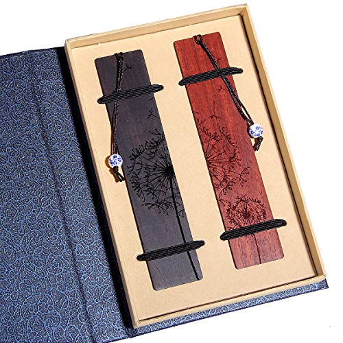 Handmade Wooden Bookmark Gift Box Set, Bookmark With Blue And White Porcelain Pendant, Is A Unique Gift For Teachers, Students, Men And Women.