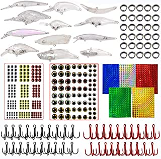 Unpainted Fishing Lures Blank Minnow Crankbaits Hard Bait Bodies Set Fishing Treble Hooks Fishing Split Rings DIY Fishing Tackle Kit 342pcs