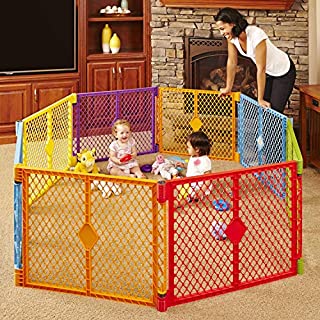 Toddleroo by North States Superyard Colorplay 8 Panel Baby Play Yard: Safe play area anywhere. Folds up with carrying strap for easy travel. Freestanding. 34.4 sq. ft. enclosure (26