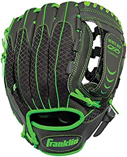 Franklin Sports Teeball Infinite Web/Shok-Sorb Combo Series Fielding Left Hand Glove, 10.5-Inch, Graphite/Lime