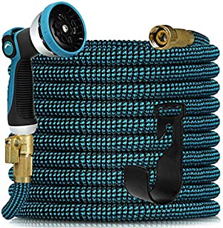 Expandable Garden Hose 100ft - Expanding Water Hose with 10 Function Nozzle and Solid Fittings Connectors, Easy Storage Garden Water Hose