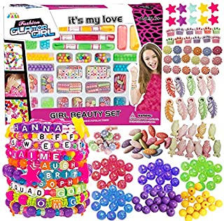 Kids Beads Bracelet & Jewelry Making Kit for Girls 6-12 Year Old Gifts - Fashion Bracelets Art Set Crafts Kits Toys for Birthday Holiday Party Favors & Travel Activities (Alphabet Bracelets)