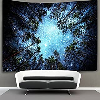 Forest Starry Tapestry Starry Sky Tapestry Moon and Stars Tapestry Galaxy Tapestry Wall Hanging Forest Tapestry Night Sky Tapestry Wall Tapestry for Dorm Living Room Bedroom (X - Large, 4#forest Star)