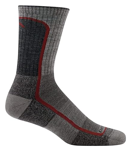 Darn Tough Light Hiker Micro Crew Light Cushion Socks - Men's Smoke/Cranberry Large