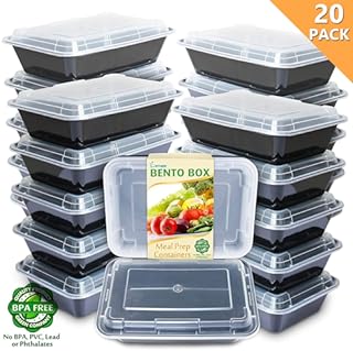 Enther Meal Prep Containers 20 Pack Single 1 Compartment with Lids