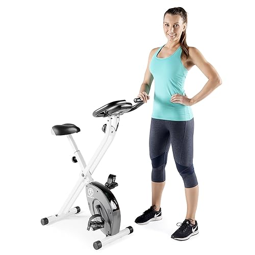 Marcy Foldable Exercise Bike with Adjustable Resistance for Cardio Workout and Strength Training NS-652