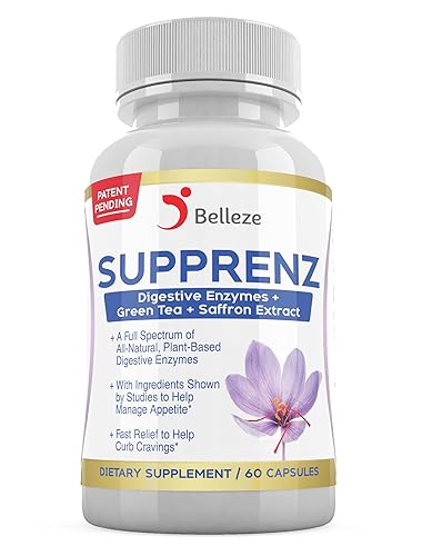 Digestive Enzymes + Appetite Suppressants. Broad Spectrum Plant Based Enzymes + Saffron and Green Tea Extracts. Made in USA. Patent Pending Supprenz