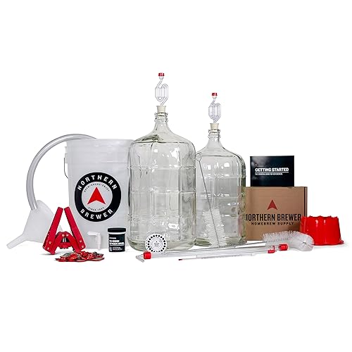 Northern Brewer - Deluxe Home Brewing Equipment Starter Kit - Glass Carboys - with 5 Gallon Chinook IPA Beer Recipe Kit