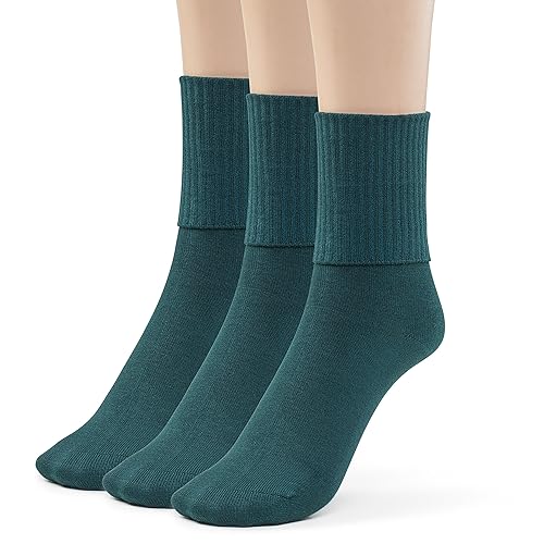 Silky Toes 3 Pk Women's Turn Cuff Bamboo Casual Socks