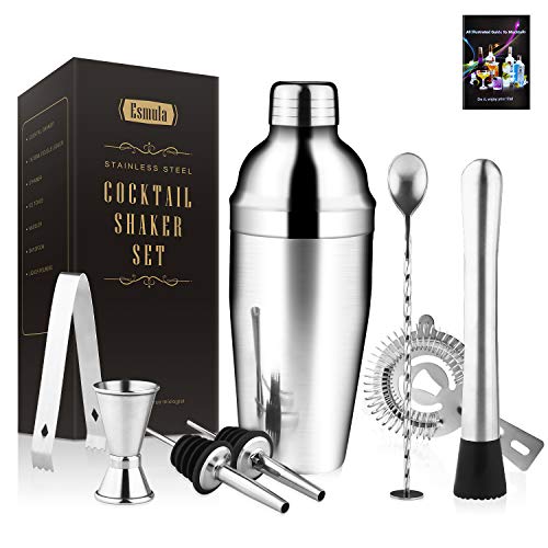 Cocktail Shaker Set 8 Piece, 25oz Stainless Steel Bartender Kit